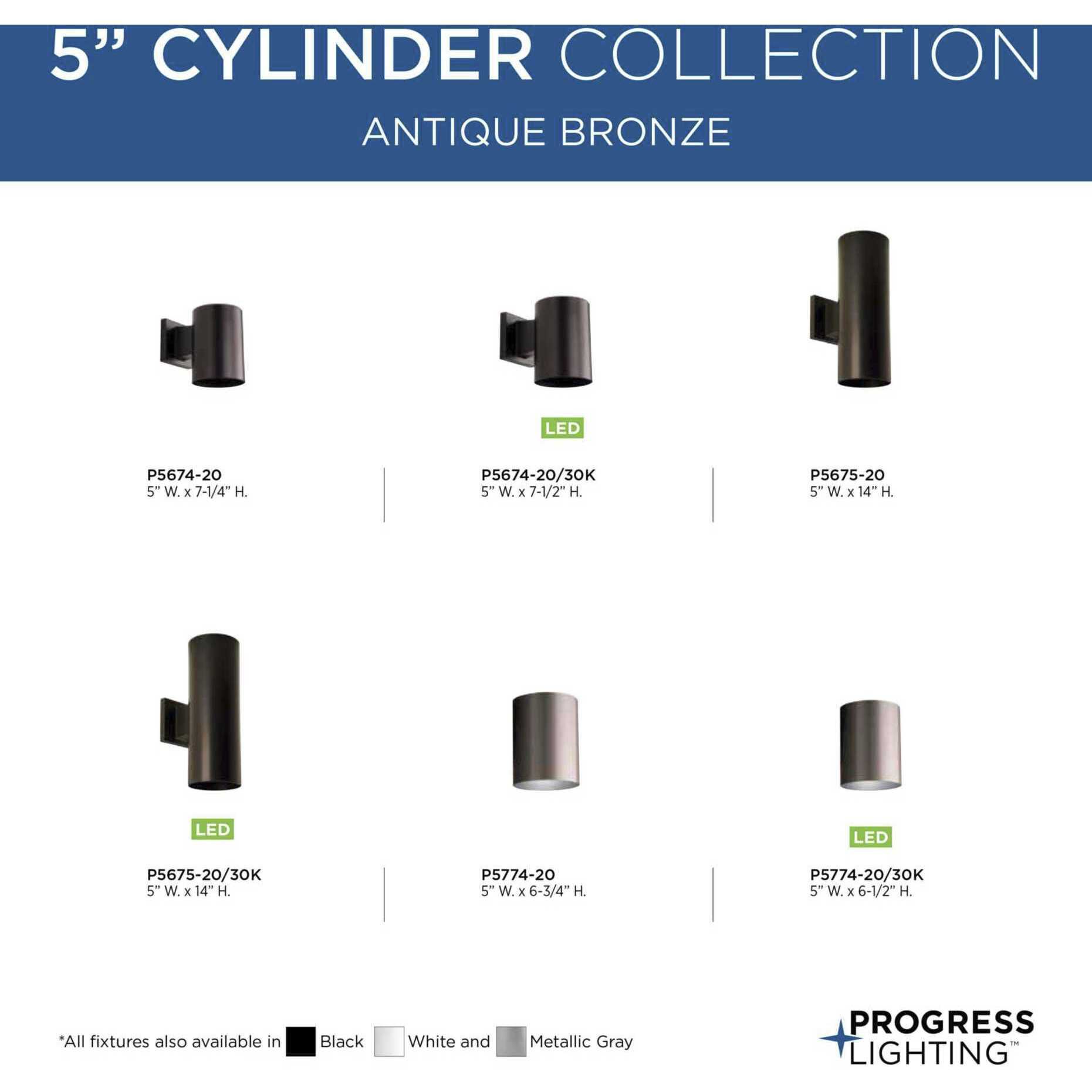 Cylinder Outdoor Wall Cylinder in Antique Bronze, Standard Lamping